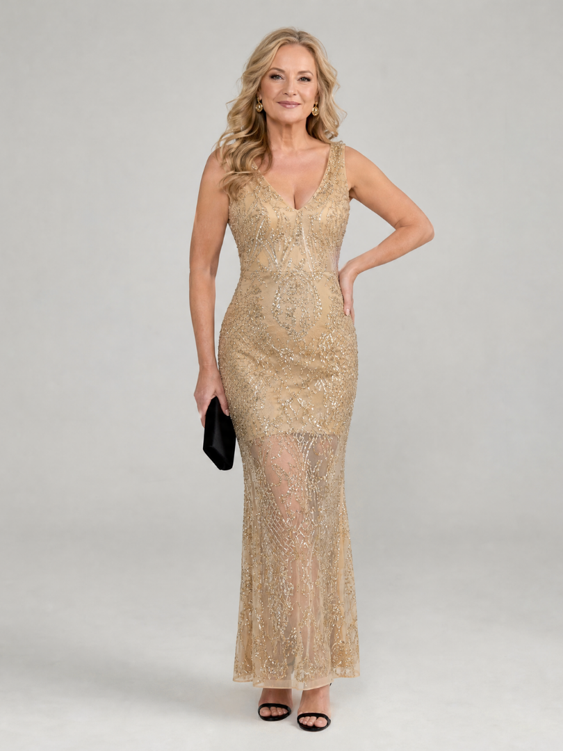 gold strappy sheer panel sequin bodycon dress Gold Sheer Sequin Bandeau Bodycon Dress